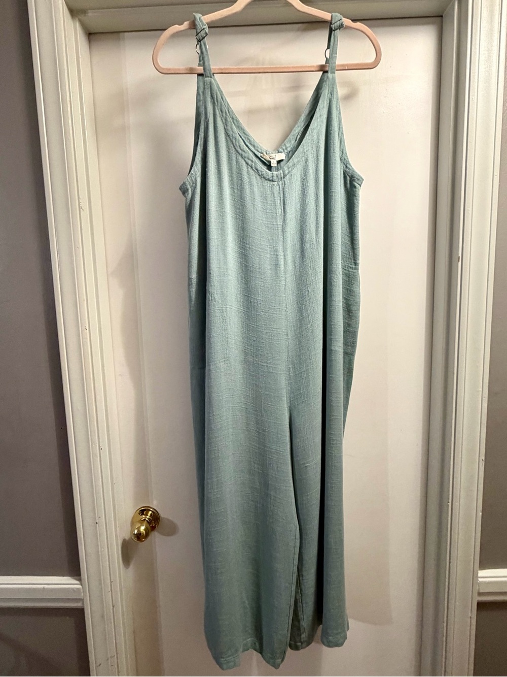 easel Sleeveless Seafoam Green Wide-Leg Jumpsuit